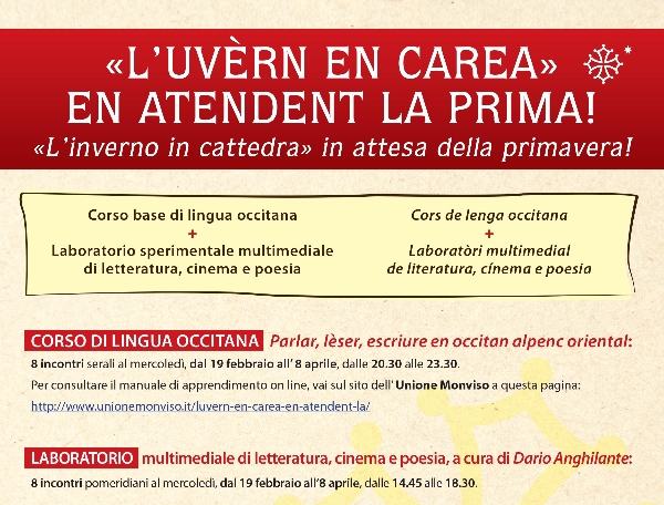 “L’uvern en carea – en atendent la Prima”- L’inverno in cattedra in attesa della primavera. A Paesana lezioni e laboratori di lingua Occitana “L’uvern en carea – en atendent la Prima”- L’inverno in cattedra in attesa della primavera. A Paesana lezioni e laboratori di lingua Occitana